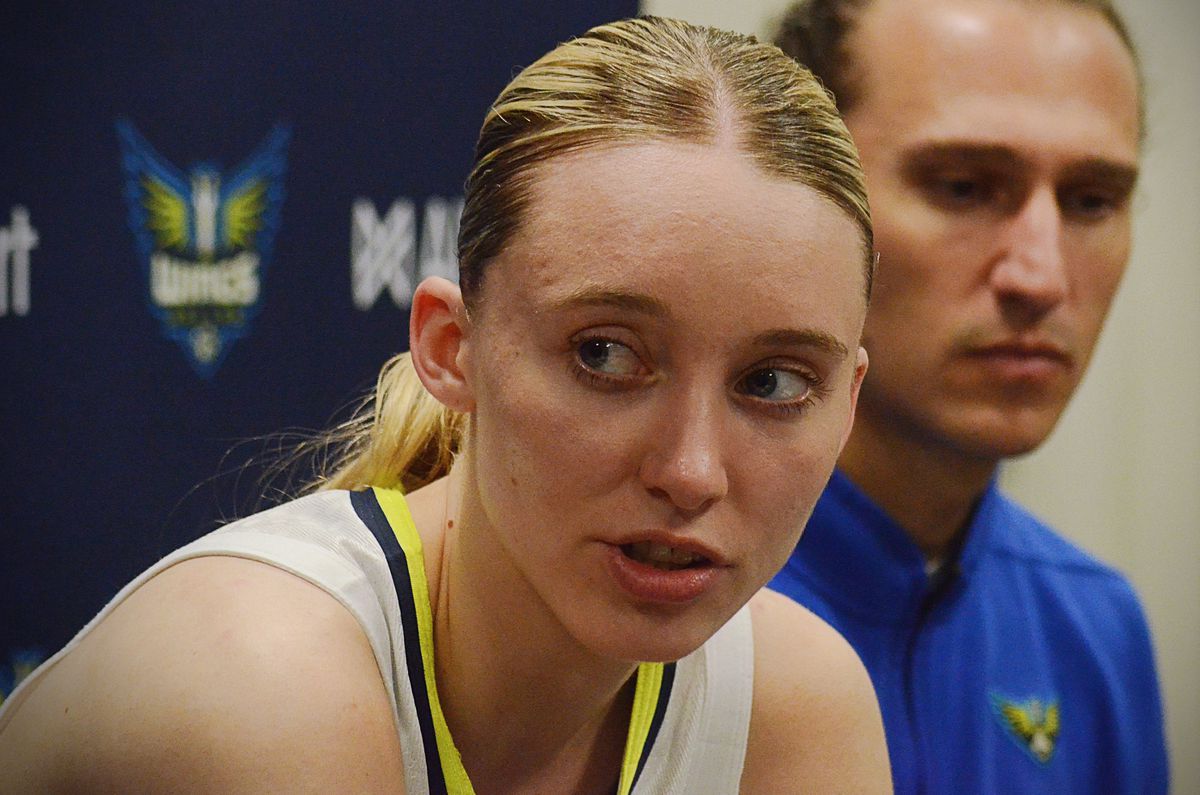 Dallas Wings rookie Paige Bueckers talks to reporters at the Target Center on Wednesday, May 21, 2025, after playing against the Minnesota Lynx. in her return to minnesota, victory eludes paige bueckers as she reaches a wnba milestone In her return to Minnesota, victory eludes Paige Bueckers as she reaches a WNBA milestone TMN 2020