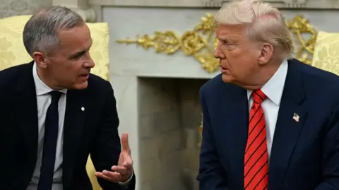 060de340-5383-11f0-b759-37be59233a47 060de340-5383-11f0-b759-37be59233a47 AFP/Getty US President Donald Trump meets with Canadian Prime Minister Mark Carney in the Oval Office of the White House in Washington, DC, on May 6, 2025. Trump says he is cutting off trade talks with Canada 060de340 5383 11f0 b759 37be59233a47
