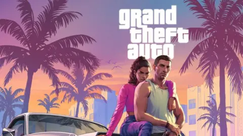 df50f0c0-51cb-11f0-b4be-8f7caf53b80c df50f0c0-51cb-11f0-b4be-8f7caf53b80c PA Artwork from the new Grand Theft Auto game showing a stylised city scene, reminiscent of Miami. Palm trees and a sunset are visible in the background, while the game's two main protagonists lean on a stylish car in the foreground. 'New video games cost me a whole day's wages' df50f0c0 51cb 11f0 b4be 8f7caf53b80c