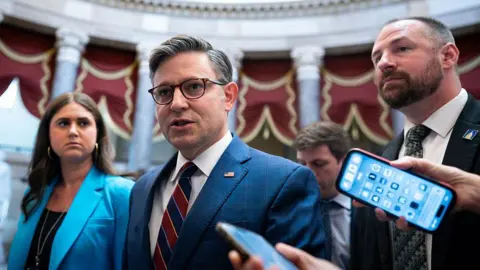 0b5ff260-6356-11f0-a86d-c3f2092dd183 0b5ff260-6356-11f0-a86d-c3f2092dd183 Getty Images US House Speaker Mike Johnson, a Republican from Louisiana, speaks to members of the media while walking to the House Chamber during a vote at the US Capitol in Washington, DC, US, on Thursday, July 17, 2025. US passes first major national crypto legislation 0b5ff260 6356 11f0 a86d c3f2092dd183